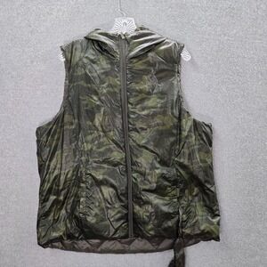 Gerry Women Jacket 2XL Green Camo Puffer Vest Hoodie Reversible Packable Pockets